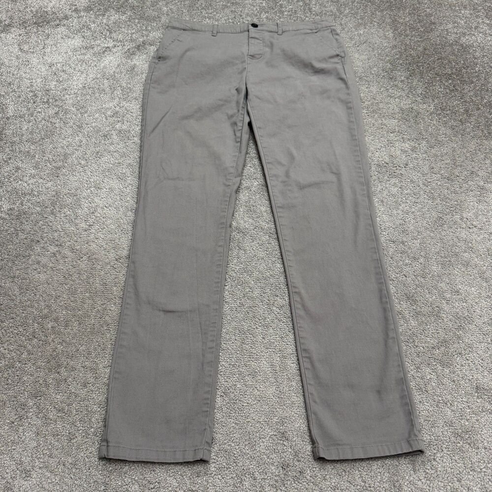 Asos Design Button Fly Straight Leg Chino Pants Mens 33x34 Gray Twill Cotton